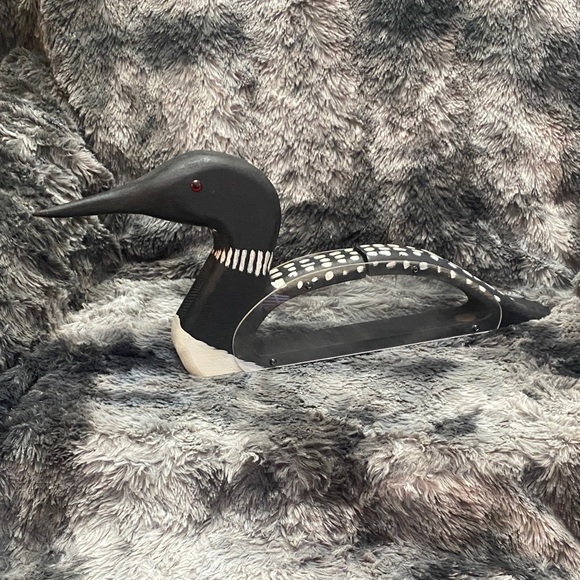 Hand Painted Wooden Loon Coin Bank with Plexiglass Vintage - Picture 1 of 16